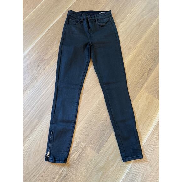 Blank NYC The Bond Mid-Rise Skinny Black Coated Jeans Size 26 - Picture 4 of 6